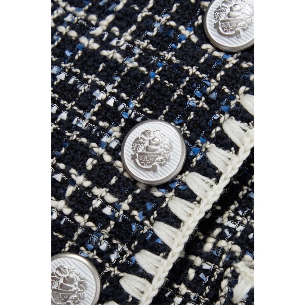 NEW Veronica Beard Bosea Tweed Cotton Blend Jacket Navy Multi 12 - Picture 13 of 17